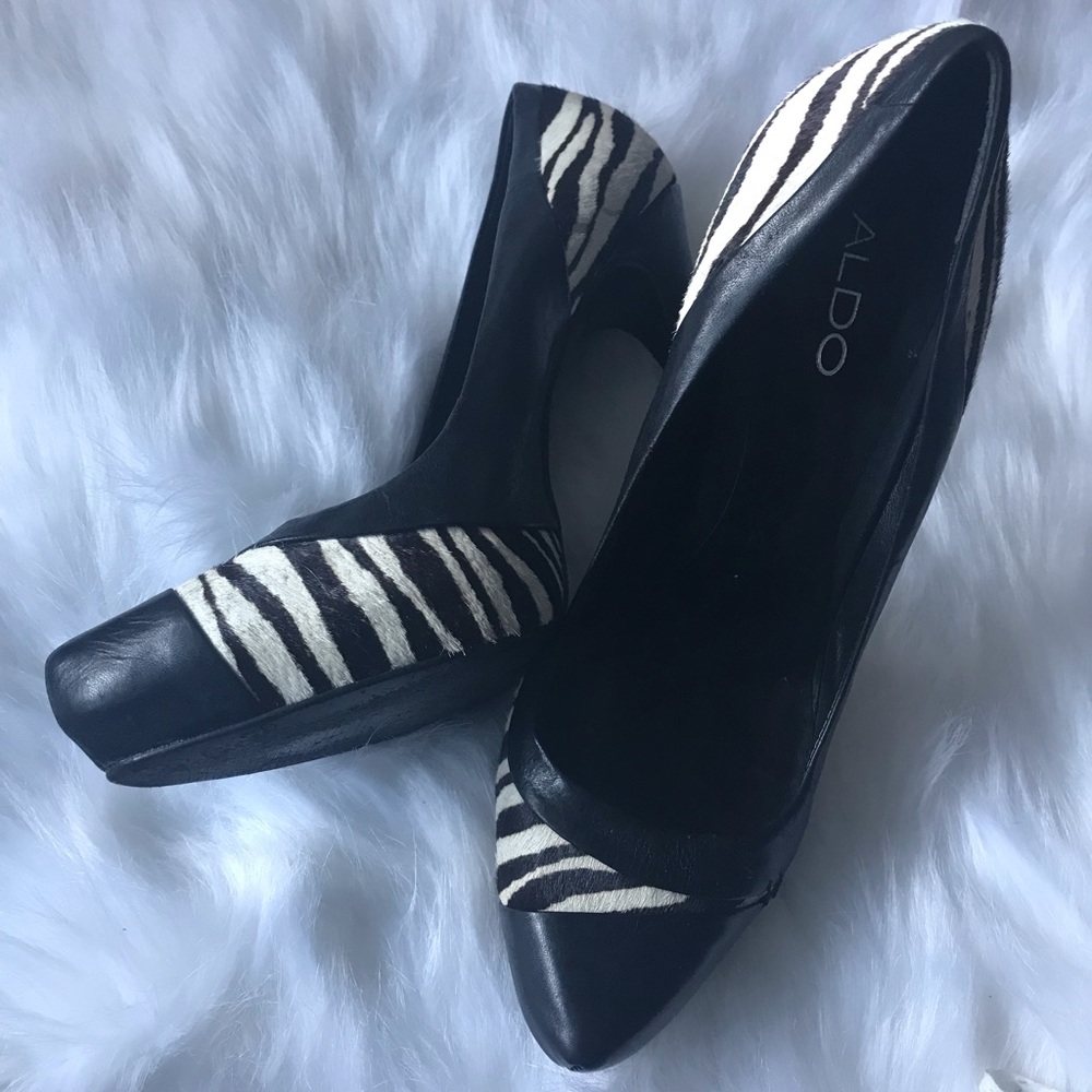 Zebra stripes and leather heels